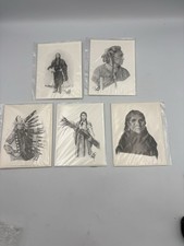 Vintage 1991 Marcia Ritz Pencil Art Native American Set Of 5 Cards Envelope picture