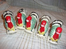 Vtg. Very Rare Turkeys Spice Shakers Set No Rack picture