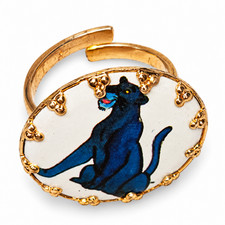 Vintage Disney Jungle Book Bagheera Adjustable Gold Tone Character Ring 1970s picture