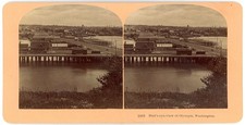 WASHINGTON STEREOVIEW - Olympia Panorama - BW Kilburn 1900s RARE picture
