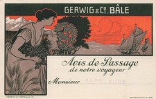 Basel Switzerland Gerwig Co Art Nouveau Trade Card A/S Erdt c1908 PC 062326 picture