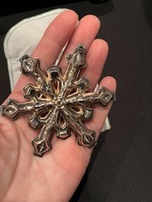 Vintage Gorham Silverplate 1980 Christmas Snowflake Ornament-Box & Pouch picture