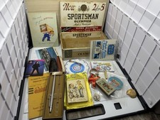 Vintage Estate Junk Drawer Lot Mid Century Cigar Box Ephemera Advertising Pins picture