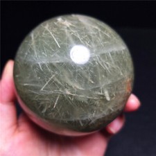 TOP 479G Natural Green Brazilian Tourmaline Quartz Sphere Ball Healing Z157 picture