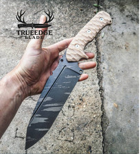Custom HandForged Smilodon – Ice Brush Finish & Desert Micarta Outdoor Utility T picture