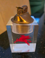 RARE Vintage Mobil MobilGas Table Lighter w Red Pegasus Horse picture