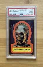 1977 Topps Star Wars Sticker.#5 See-Threepio C-3PO, Original,PSA-9. picture