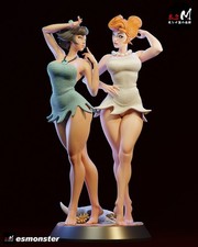 Wilma, Betty, Flintstones 30cm Hand Painted Collectible Display Model Figure picture