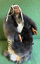 VTG 2000 T Dickerson Signed Real Fur Native Spirit Doll Bisque Porcelain picture
