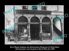 OLD LARGE HISTORIC PHOTO OF TERRE HAUTE INDIANA KRIETENSTEINS DRUG STORE c1900 picture