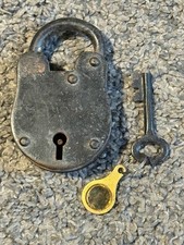 Antique Vintage 3.5” Padlock Old Heavy Iron Working Lock with Key Works picture