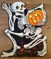 Vintage 16” Halloween Cut Out Skeleton with JOL Mushrooms German ? 1930s ? Rare  picture