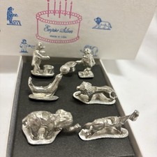 Vntg Empire Silver Pewter Circus Candle Holders In Original Box. picture