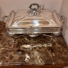 Beautiful ornate Sheffield silver plated chafing dish made in Italy picture