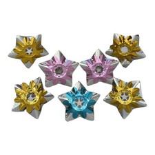 7 Vtg MCM Dual Layer Atomic Foil Christmas Light Reflectors Starburst Flower C7 picture