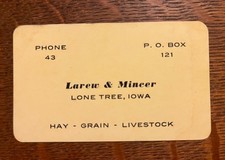Vintage 1950's Business Card~ Lone Tree Iowa,
