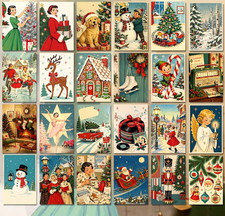 1950s Christmas Art Holiday Postcards Pick & Choose • EXTRA CARDS SHIP FREE picture