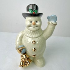 Lenox Ivory Snowman Collection Holding Christmas Bells Porcelain Figurine picture
