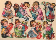 Lot of 10 Vintage german die cut scraps sheets Kruger 98 with glitter picture