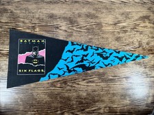 RARE Vintage 1992 Six Flags The Batman Nights Pennant Bats Blue EUC picture