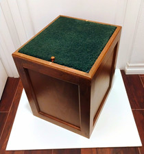 Vintage 70s Square Wooden Storage Box With Green Top Lid Interlocking Assembly picture