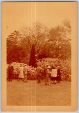 Vtg Color Snapshot Group Walking Botanical Garden Flower Garden Spring Hats picture