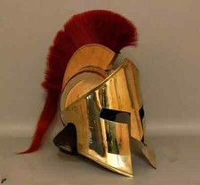 Medieval Vintage 300King Leonidas Spartan Helmet Gold Finish With Red Plume Gift picture