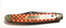 VTG PURINA ADVERTISING 3 BLADES FOLDING POCKET KNIFE USED WITH RUST picture