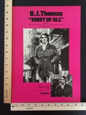 Rare Original VTG 1970 B J Thomas Most of All Poster Style Music Ad Art Print picture