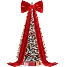 Zesliwy 9.8ft Red Christmas Giant Velvet Bow Wall 9.8 FT, 27.6x118 Inch, picture
