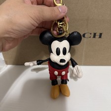 Coach X Disney Mickey Mouse Leather Bag Charm Key Chain Fob Multicolor picture