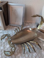 Vintage mid-century Mexican brass & abalone scorpion tray 18 In w/ Mother Pearl picture