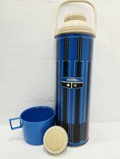 Vintage 1971 KING SEELEY 1 Quart Blu Black THERMOS Vacuum Bottle No.2410 Pattern picture