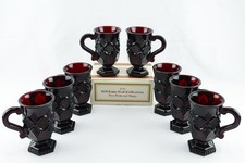 Avon 1876 Cape Cod Ruby Red Pedestal Mugs 5