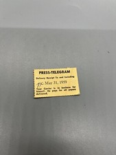 1959 Press Telegram Receipt ticket historic cool picture