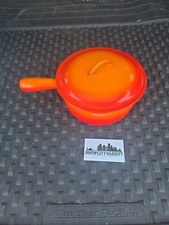 VINTAGE DESCOWARE FLAME ORANGE CAST IRON ENAMEL SAUCEPAN  & LID BELGIUM picture