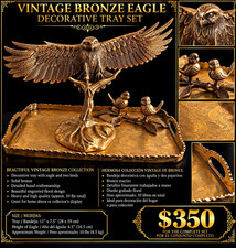 Vintage Bronze Eagle Bird Decorative Tray Set with 2 Bird Trays picture