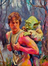 Star Wars Luke Skywalker Yoda Empire Strikes Back Art Card Print PZ Signed /30 picture