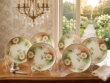 6 Antique PSAG Bavaria Plates Hand Painted Artist Signed Mauville Art Nouveau 8