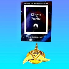 Star Trek Franklin Mint Klingon Empire Insignia Badge Sterling Silver 24k Gold picture
