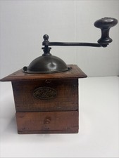 Antique Japy Freres Coffee Grinder Wooden Box Hand Crank French Mill Original picture