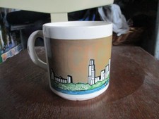 VTG 80s Benat Artist Chicago City Skyline Lake Michigan Ceramic Coffee Mug Cup picture