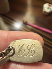 Vintage Tiffany & Co Sterling Silver Key Chain Fob #8367 Monogrammed 7cm picture