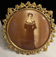 Antique Gold Gilded Brass 1890s Victorian Celluloid Photo By CCP CO. 7” picture