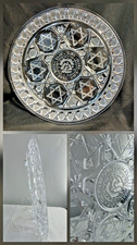 Vtg Judaica Seder Pesach Passover Crystal ? Glass Plate Judaism Jewish 12.5