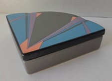 Vintage 1985 Vandor Kay Nelson Ceramic Lidded Box Memphis Style Geometric AS IS picture