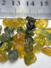 35Ct Amazing Facet Grade Orange, Yellow and Green Sapphire Rough lot @Madagascar picture