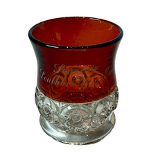 SOUTHBRIDGE MA Massachusetts Ruby Red Flash Souvenir Glass TRINKET ANTIQUE CUP picture