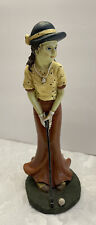 Lady Golfer Statue Victorian Themed Resin Figurine Statue 10 Inches picture