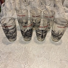 Drink Glass Set of 7: Seattle Centennial ~ Vintage 1951~ Battle of Seattle~ picture